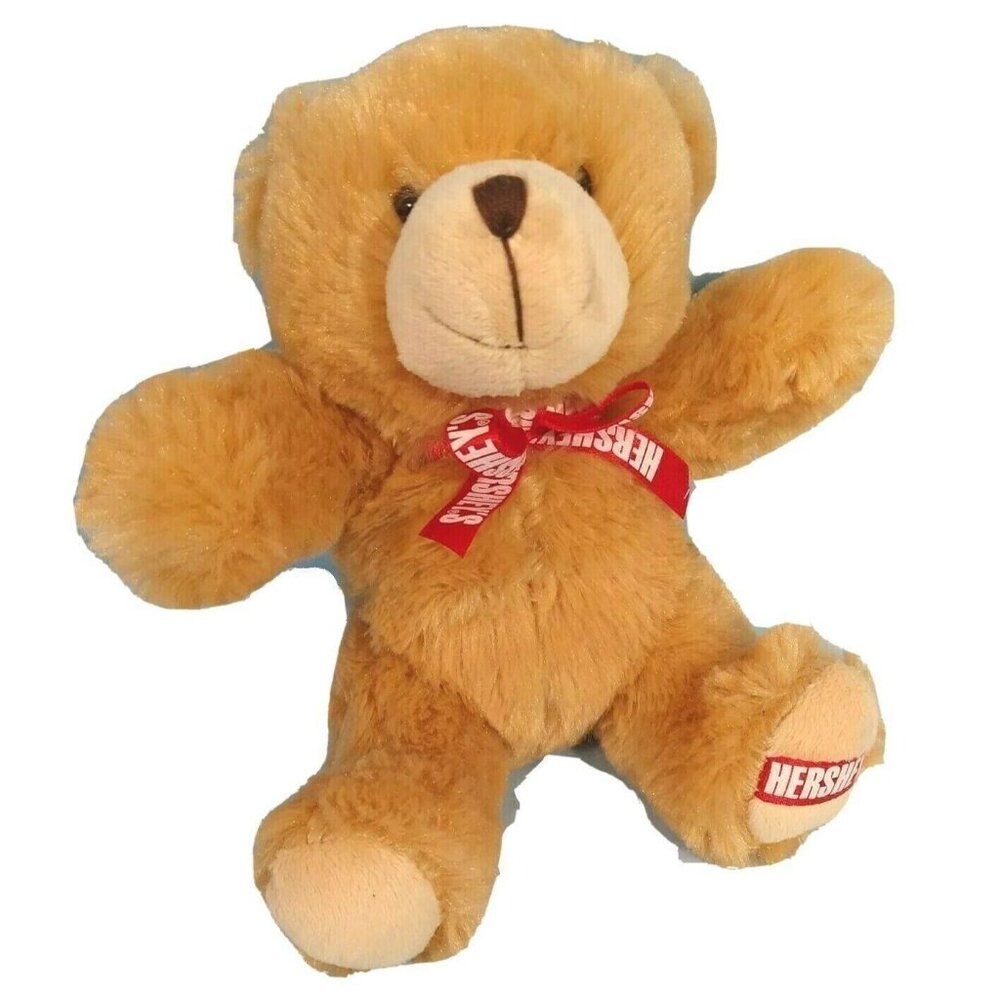 Galerie Hershey Teddy Bear Sitting Stuffed Animal Plush Brown Red Bow 6.5" 2011